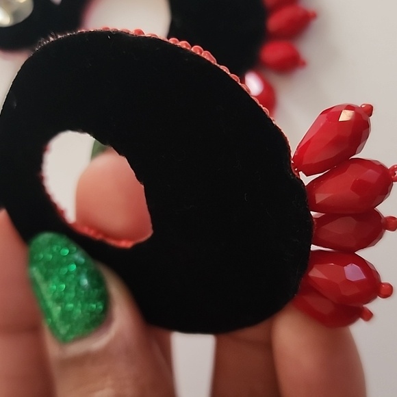 Kenneth Jay Lane KJL Womens Legendary Boho Cherry Red Post Dangle Earrings - Picture 8 of 12